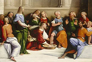'Christ Washing the Disciples' Feet' painting by Benvenuto Tisi (or Il Garofalo)