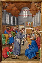 'Christ Washing the Apostles Feet' painting by Simon Bening