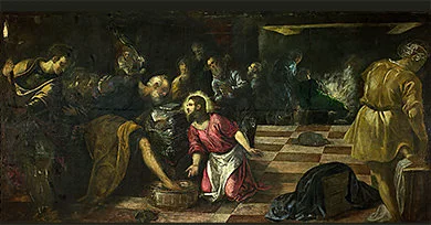 'Christ Washing the Feet of the Disciples' painting by Jacopo Tintoretto