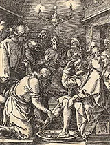 'Christ Washing the Feet of Disciples' woodcut by Albrecht Dürer