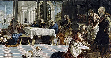 'Christ Washing the Disciples' Feet' painting by Jacopo Tintoretto