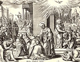 'The Apostles Baptising in Jerusalem' engraving by Philip Galle, after Maarten van Heemskerck