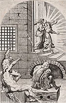 'Saint Peter Released from Prison' etching by Girolamo Pedrignani