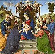 'Madonna and Child Enthroned with Saints' painting by Piero di Cosimo