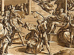 'The Martyrdom of Saints Peter and Paul' woodcut by Antonio da Trento