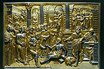 'Saints Peter and John Healing the Lame Man' gilded-silver plaque by an Umbrian artist