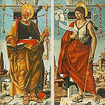 St Peter and St John the Baptist' painting by Francesco del Cossa
