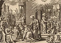 'The People of Samaria Receive God's Word' engraving by Philip Galle