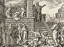 'Peter Speaks to the People about Christ' engraving by Philip Galle