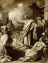 'St Peter's First Sermon in the City of Jerusalem' painting by Benjamin West