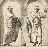 'Saints Peter and Paul in a Vestibule' etching by Rombout Eynhoudts