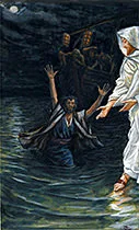 'Saint Peter Walks on the Sea' painting by James Tissot