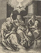 'Saints Peter, Paul, and John the Baptist' engraving by Bartholomeus Spranger