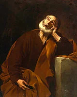'The Penitent Saint Peter' painting by Jusepe de Ribera (called Lo Spagnoletto)
