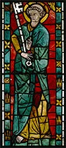 Stained glass highlighting 'Saint Peter'