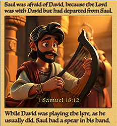 David playing the lyre/harp