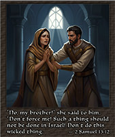 Tamar begging Amnon not to lust after her