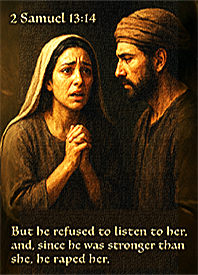 Tamar begging Amnon not to rape her