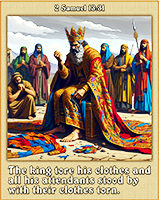Sad King David tearing his clothes