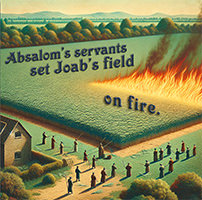 Absalom's servants setting Joab's field on fire
