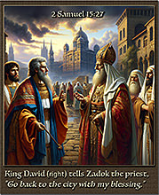 King David telling Zadok the priest to go back to the city