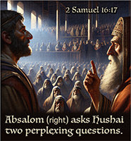 Absalom asking Hushai three perplexing questions