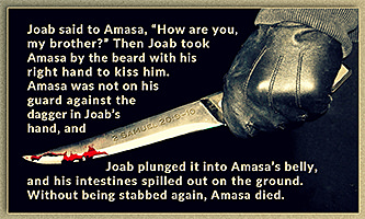 Warren's custom Scripture artwork of 2 Samuel 20:9–10